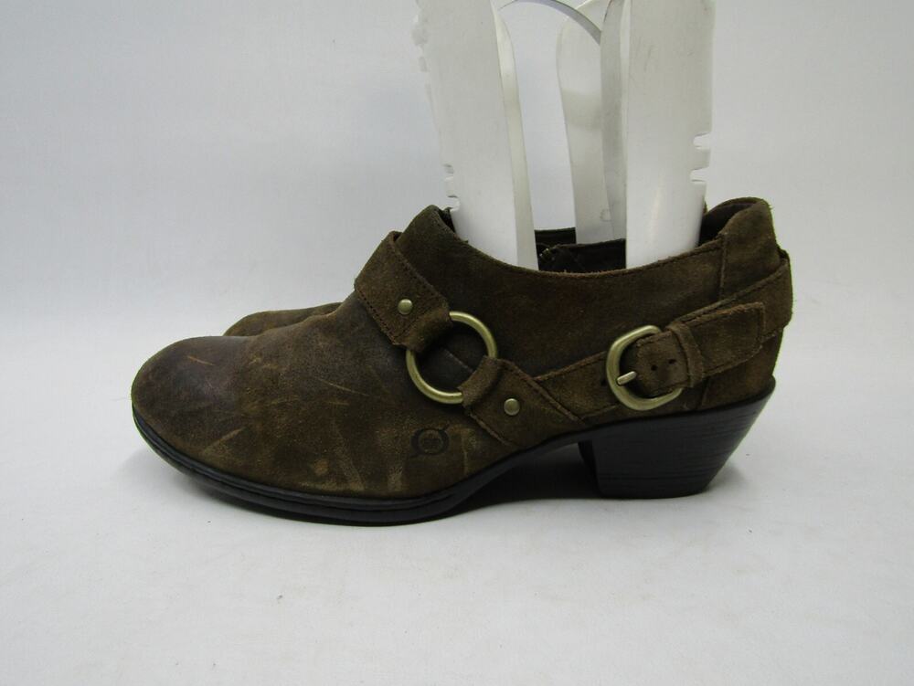 Born Womens Size 9.5 M Brown Suede Zip Buckle Ankle Fashion Boots Bootie
